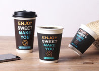 Black Biodegradable Insulated Coffee Cups Disposable With Lids Eco Friendly